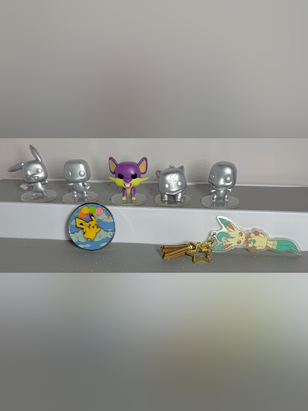 Pokémon Lot: 5 Mini Funko Pop Figures, Moving Celebrations Pin & Leafeon Charm